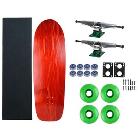 Moose Old School 80's Skateboard Complete 33" Red with Hollow 7.0 Silver/Green Trucks, 58mm Blue Wheels