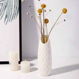 Composite Plastic Flower Vase, Nordic Style Unbreakable Bud Vase for Flowers Small Tall Conic Floral Vase Aesthetic Modern Vase for Decor Living Room(C Type White)