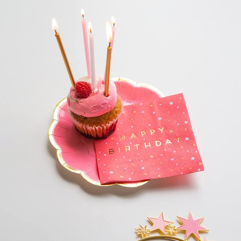 Talking Tables 16 x Candeline di Compleanno Rosa, Oro e