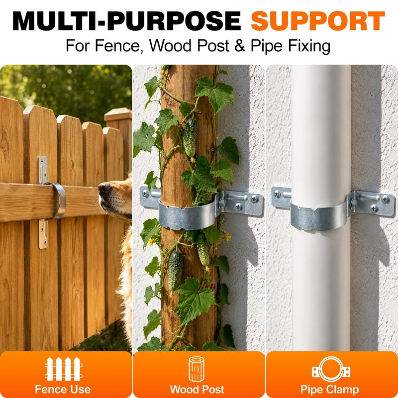 12 PCS Fence Post Brackets 2-3/8", Heavy Duty Galvanized Steel