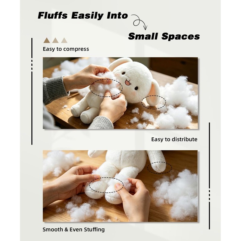Jecqbor Polyfill Stuffing for Stuffed Animals, 7.05oz/200g Soft Fiber Fill