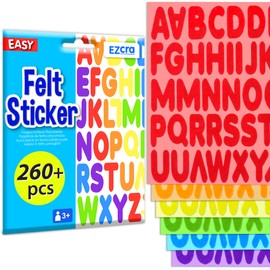 Felt Alphabet Stickers Large, for Kids Ages 3-5 – 260+ Pieces Kids Craft Stickers for Scrapbooking - Arts & Crafts, Educational DIY Supplies for Boys & Girls, Easy Peel Easy to Stick