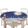 Elastic Edged Polyester Fitted Table Cover,Winter Season Snowman Xmas Tree