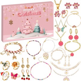 MOVINPE Jewellery Advent Calendar 2024 for Girls - Bracelet Advent Calendar for Kids Teens, Christmas Calendar with Earrings Rings Necklace Bracelets
