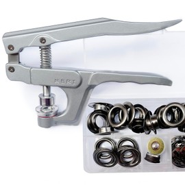 Eyelet Pliers Set Eyelet Set with Tool Black Diameter 14 mm Eyelet Set Eyelet Set with Eyelet Adjustment Tool for Outdoor Advertising Shoelaces, Clothing, Backpack, Shoe Leather, Nozzles