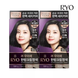 Lyo Uahchae 려 우아채 한방크림염색 2입(옵션) [02 흑갈색 3N 2개] Ryo Elegant Herbal Cream Dye 2-Pack (Option) [02 Dark Brown 3N x 2]