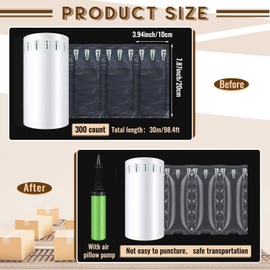 Woanger 1000 Count 4x8 Air Pillows for Shipping Clear Air Packaging Bags Plastic Packing Bubbles Inflatable Airbag Air Cushion Packing Materials Fill Cushioning with Pump for Moving