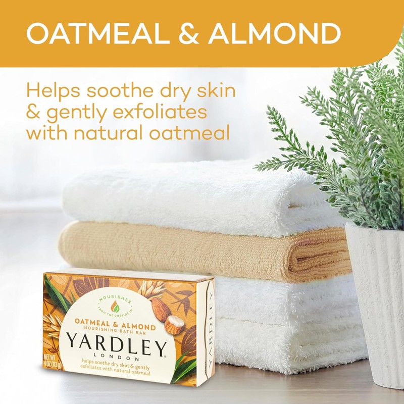 Yardley London Moisturizing Bath Bar Oatmeal & Almond 4.25 OZ