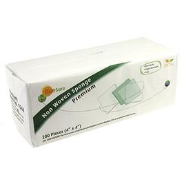 BeeSure BE1544 Non-Woven Sponges, Gauze, Non-Sterile, 4-Ply, Premium 50 GSM, 4x4 (Pack of 200)