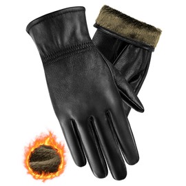 MELLIEX Women's Leather Gloves, Genuine Leather Gloves, Touchscreen Winter Gloves, Warm Lined Leather Gloves for Indoor Outdoor Activity, black