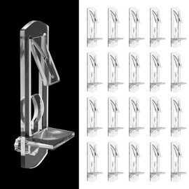 UBANU Shelf Support Pegs, 20pcs Plastic Locking Shelf Pins Bracket 5mm Peg x 3/4" Thick Plate Clear Kitchen Cabinet Shelf Clips