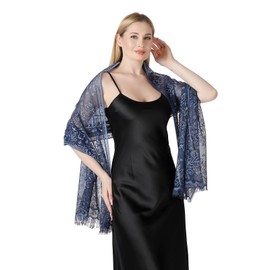 Shawls and Wraps for Evening Dresses Lace Scarfs for Women Pashmina Wedding Formal Shawl (Navy2)