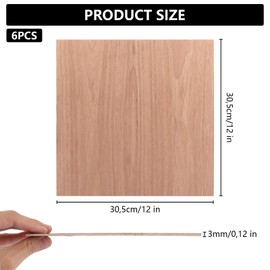 ZOFUN Pack of 6 Plywood Sheets 3 mm, Walnut Plywood 3 mm, 30 x 30 cm Untreated Walnut Wood Basswood, Plywood Panels, Balsa Wood Panels for DIY Craft Model Aeroplane Ship