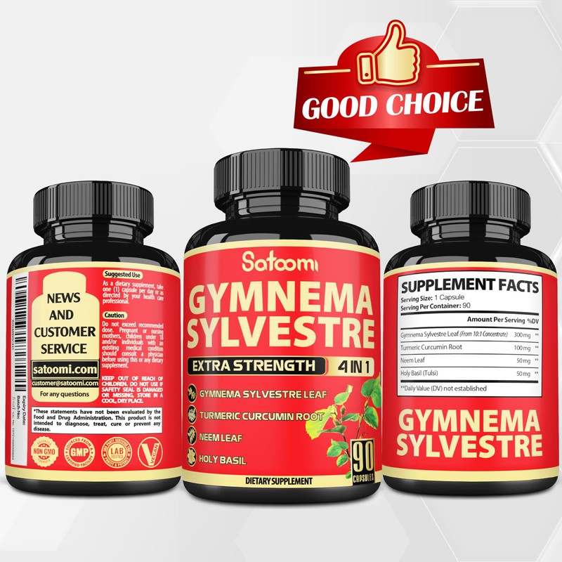 Satoomi Pure Gymnema Sylvestre Capsules Extract - 90 Capsules for
