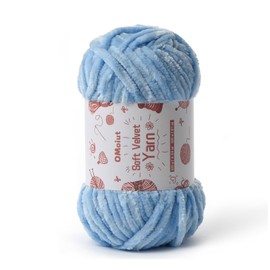 100g Fluffy Velvet Chenille Yarn for Crocheting and Knitting, 80m (87.5yd) Baby Yarn for Crocheting Soft, Crochet Chunky Yarns Amigurumi Yarns (Azure)