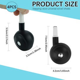 4Pcs Baby Walker Replacement Wheels, Universal Stem-Mount Plastic Casters for Walker Stroller, 360° Swivel PP Wheels for Baby Learning to Walk Mobility Gear