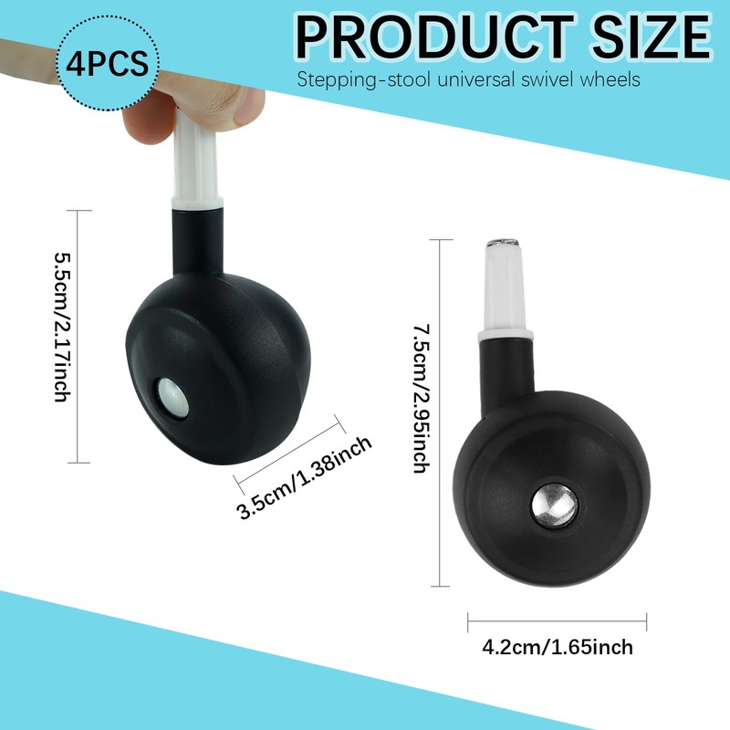 4Pcs Baby Walker Replacement Wheels, Universal Stem-Mount Plastic Casters for