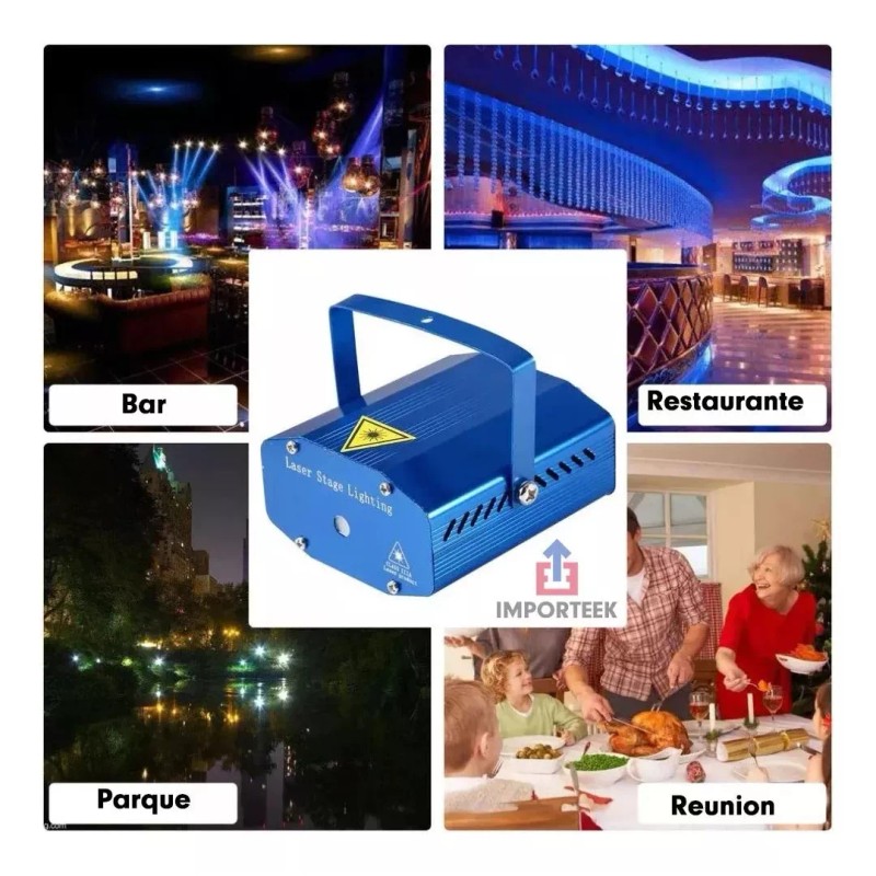Importeek 3pz Proyector Laser Luz Led Audioritmico Color Figuras +