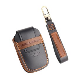 LEXLEY New Key Case for Toyota VELLFIRE 30 Series 40 Series Genuine Leather Key Case Leather Key Cover Key Holder Smart Key Case with VELLFIRE Logo Scratch Resistant Custom Key Case (Black)