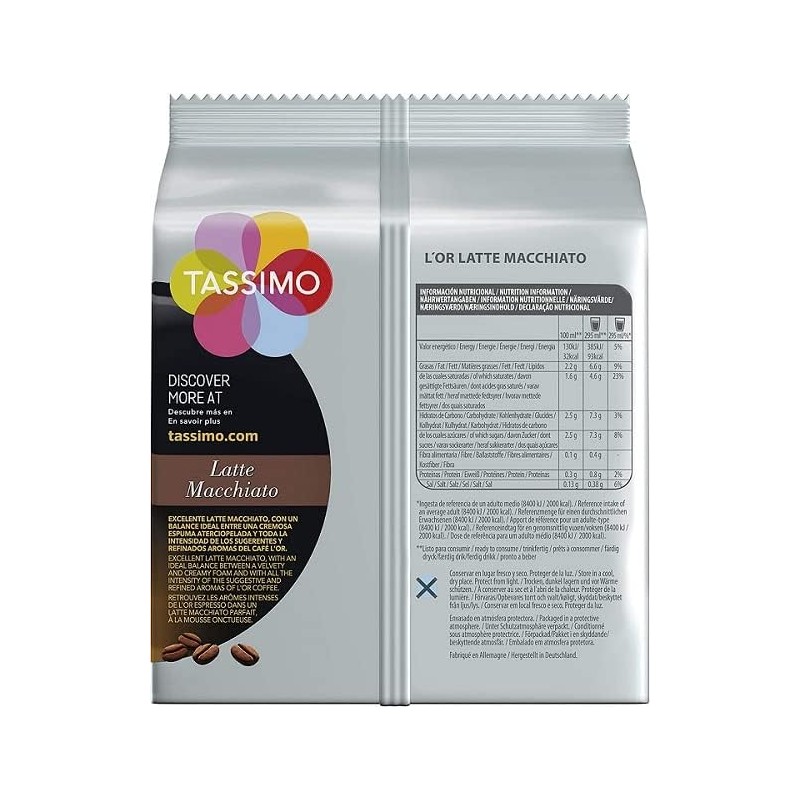 Tassimo L'OR Latte Macchiato Coffee Pods, 8 each