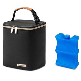 Bolsa aislante para botellas con paquete de hielo, se adapta a 4 botellas grandes de hasta 5 onzas, bolsa refrigeradora, ideal para enfermería y cuidado de madre