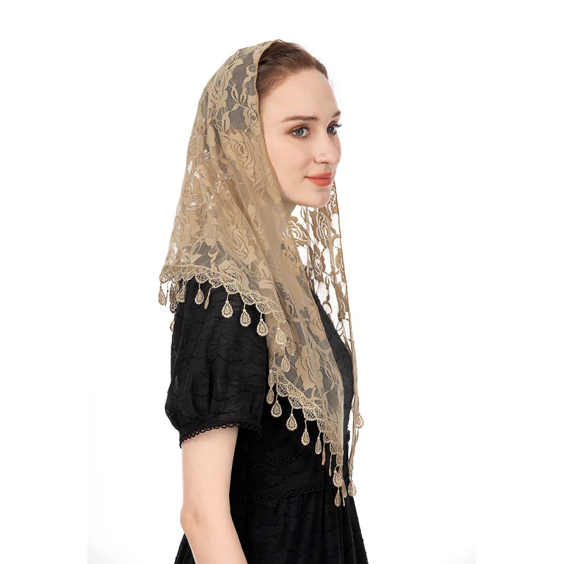 Wgior Triangle Veil for Church Lace Chapel Veil Catholic Mass
