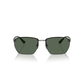 A|X ARMANI EXCHANGE Men's AX2048S Rectangular Sunglasses, Matte Gunmetal/Dark Green, 59 mm
