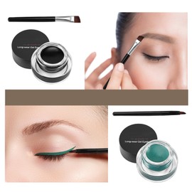 Boobeen 2 Colours Liner Eyeliner Gel Waterproof Eyebrow Colours Gel Formula Long Lasting Eye Makeup Set with 2 Pack Eyeliner Brush and Brow Brush