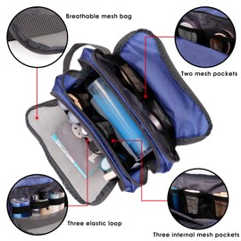 WANDF Toiletry Bag Water-Resistant Nylon Travel Wash Bag Lightweight Dopp Kit for Men and Women (A-Royal Blue)