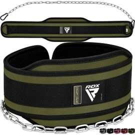 RDX Dip Belt for Weight Lifting, Heavy Duty 36 Inch Adjustable Steel Chain, Dipping Belt Chin Pull Ups Gym Training Bodybuilding Powerlifting Fitness Workout, 6” Padded Neoprene Back Support Men Women