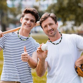 Baseball Beaded Necklace for Men Women Rhinestone Baseball Drip Accessories Sparkly Grass Green Deep Green White Diamond Ice Chain Necklace Cool Inspired Sports Gifts for Player Team Lover 18inch