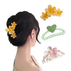 3PCS Pretty Claw Clips for Thick Hair Extra Large Bulk Cute Flower Hair Clamps Claw Aesthetic Banana Clips Hair