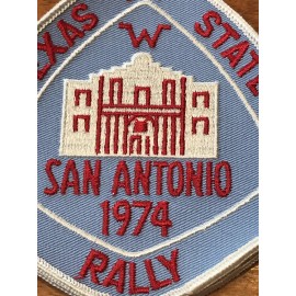 NEW "TEXAS STATE RALLY" WIT SAN ANTONIO 1974 CATHEDRAL PATCH NOS LIGHT BLUE RED