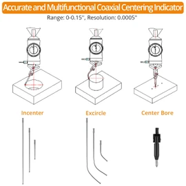 Neoteck Coaxial Centering Indicator 0-0.15''/0.0005'' Dial Indicator Set with Storage Case Accurate Co-Ax Indicator for Milling Machine Center Test Dial-Silver