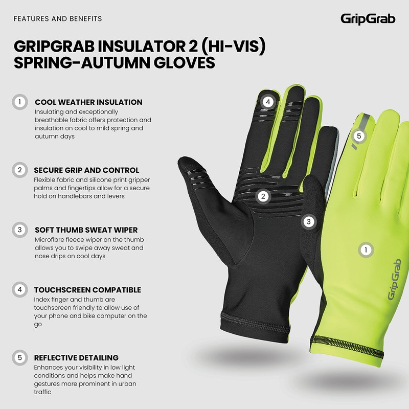GripGrab Insulator 2 Spring-Autumn Thermal Cycling Gloves Thin Winter Road