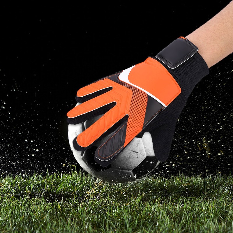Kids Children Goalkeeper Glove NOn Slip Latex Soccer Finger Gloves(Orange