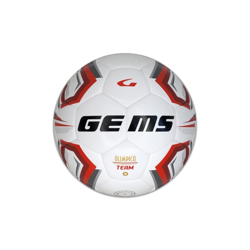 Gems UN06-0312 OLIMPICO TEAM UNISEX Pallone da calcio BIANCO/ROSSO Taglia