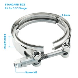 Jiozermi Abrazadera de banda en V de 3.5 pulgadas con brida macho hembra de acero inoxidable para tubos de escape turbo Kit de brida Racing Ford Pickup Truck Exchange Accesorios de escape