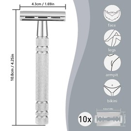 Manual Razor for Women Men, YiYunTE Beard Razor Shavers for Bikini Armpit Leg Hair, Reusable Face Eyebrow Shaving Razor Kit, Durable Stainless Steel Hair Removal Tool Safety Razors Gift for Travel
