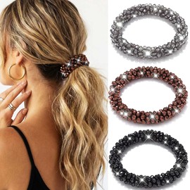 Fashey Ponytail Holders Sparkly Hair Ties Rhinestone Scrunchie Decorative Hair Accessories for Women