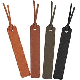 4 Piezas Leather Bookmark, Classic Stitched Bookmark, Bookmarks with Leather Rope, Page Markers Reading Gifts for Book Lovers, Readers, Leather Book M