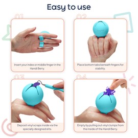 iVyne Handi Berry - Vinyl Weeding Scrap Collector, Portable Handheld Scrap Collector Ring, Weeding Tools for Vinyl Heat Transfer, HTV Crafting & Adhesive Paper Sheets Holder (Blue)