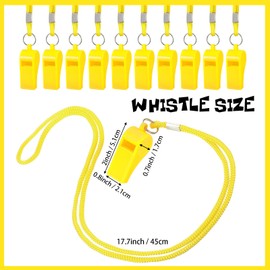 Honoson 100 Pcs Whistle for Adults with Lanyard Plastic Safety Emergency Whistle Survival Loud for Lifeguard Coaches Hiking Outdoor Camping Accessories (Yellow)