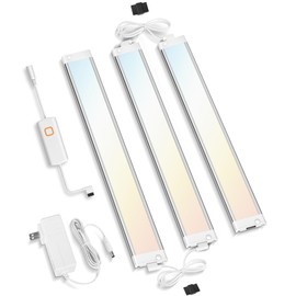 MYPLUS Under Cabinet Lighting Kit with 5 CCT, LED 3 Pcs 12 Inch Bluetooth Plug-in Light Bars, Super Bright 6.2W, 900 Lumens, Undercabinet Counter Lights for Kitchen