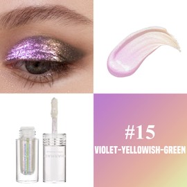CHARMACY Multichrome Liquid Glitter Eyeshadow, Color Changing Eyeshadow, Metallic Pigmented Long Lasting with No Crease Sparkling Eyeshadow Chameleon Makeup #15