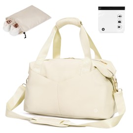 Ceneda for Ryanair Airlines 40x20x25 Cabin Bag Travel Duffel Bag Underseat Carry-on Luggage with TSA Approved Quart Size Bag & Shoes Bag, Weekender Overnight Bag for Women Men (Beige)