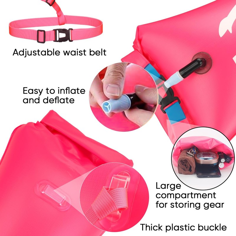 LUXHEIM 2pcs Swim Buoy Tow Float Dry Bag Inflatable for