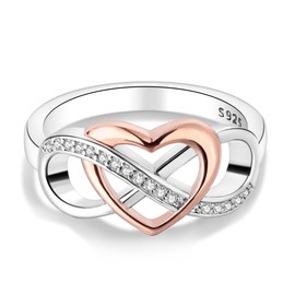 NARMO 925 Rings for Women Sterling Silver Twisted Infinity Heart Ring Statement Promise Rings Size 7