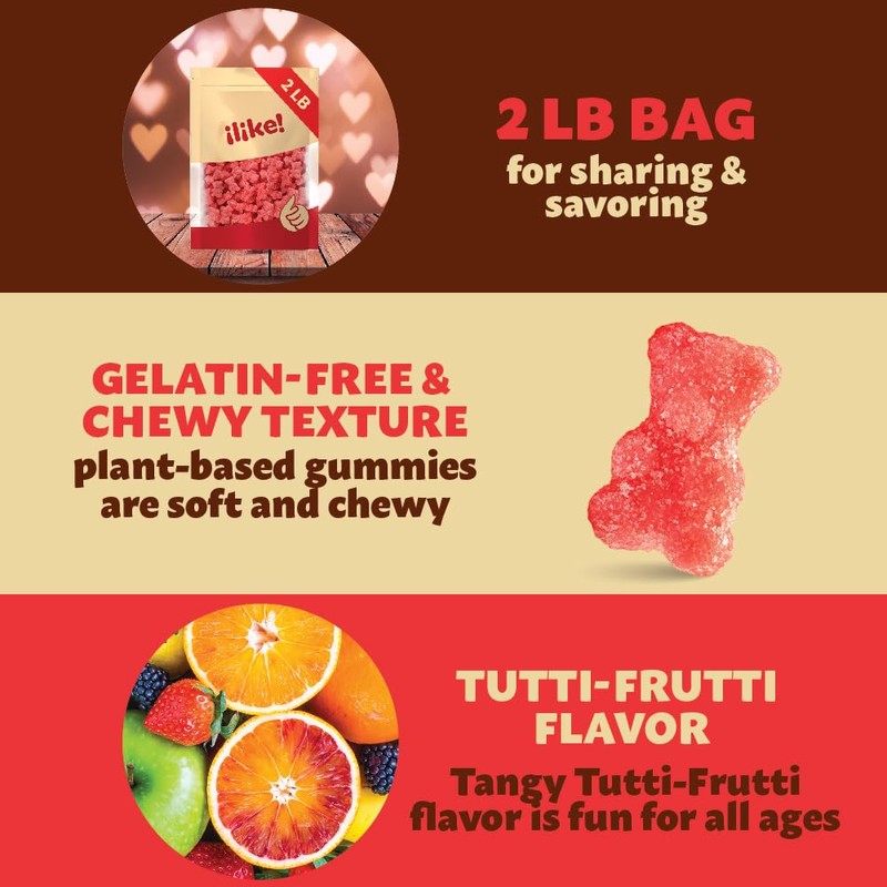 Sour Gummi Bears Candy | 2 Pound Pack | Gelatin