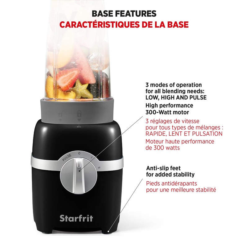 Starfrit Personal Blender - Two 828ml Cups - High, Low
